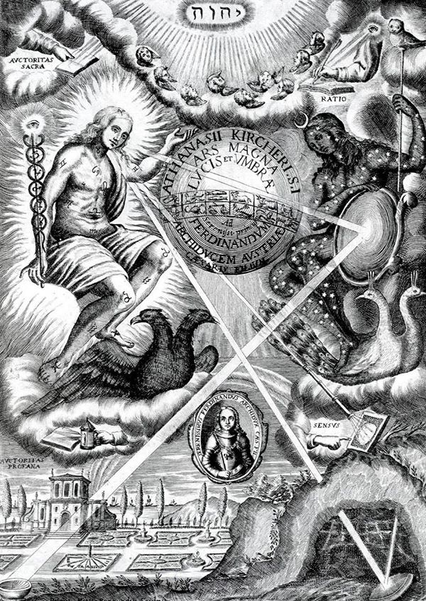 Origen y y Fin de la Dualidad . Athanasius Kircher, %22Ars magna lucis et umbrae%22, 1671